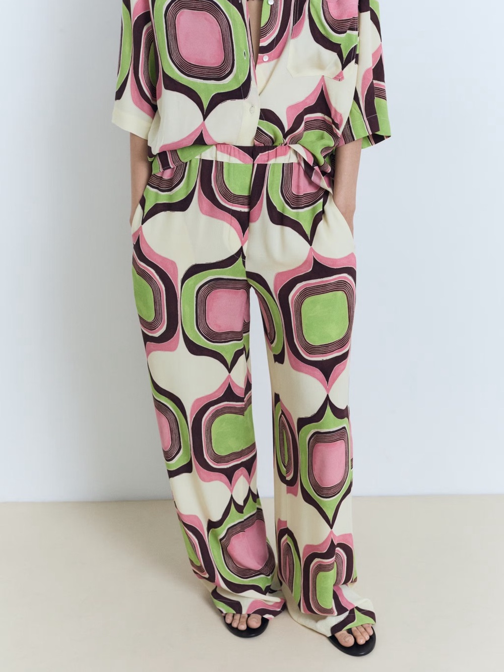 Mango Geometric print Co-ord set blouse + pants NWT - Picture 6 of 8